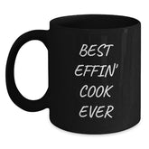 Funny Cook Gifts for Men from Best Effin' Cook Ever, Black Coffee Mug for Graduation - Main